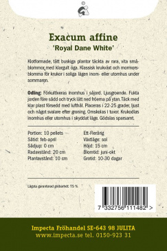 Blåöga 'Royal Dane White' Fröpåse baksida