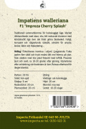 Flitiga Lisa F1 Impreza Cherry Splash blommar med vita, lätt rosa blommor.