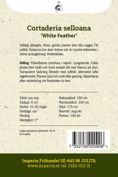 Vitt Pampasgräs 'White Feather' Beskrivning fröpåse