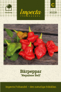 Bärpeppar ''''Nepalese Bell''''. Klockformade frukter som mognar från grönt till