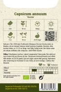 Chilipeppar ''Gorria'', Klarröda, släta, koniska frukter, ca 11-12 cm långa, med