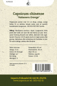 Havannapeppar 'Habanero Orange' fröpåse baksida Impecta