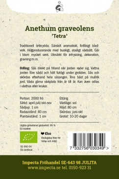 Bladdill 'Tetra' Impecta odlingsbeskrivning