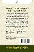 Persilja Krusbladig 'Moss Curled 2' fröpåse baksida Impecta