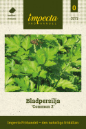 Bladpersilja 'Plain Leaved 2', Kryddpersilja med större, släta, flikade blad. 