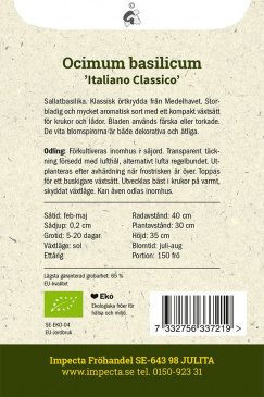 Storbladig Basilika ''Italiano Classic'' Impecta odlingsanvisning