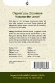 Havannapeppar 'Habanero Hot Lemon' fröpåse baksida Impecta
