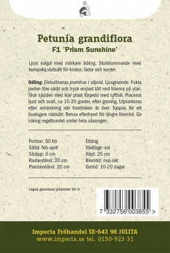 Petunia F1 Prism Sunshine Impecta odlingsbeskrivning