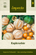 Kapkrusbär, Gula trumpetblommor, svart teckning. Tomatlika frukter med unik smak