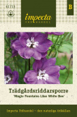 Trädgårdsriddarsporre 'Magic Fountains Lilac White Bee',  fröpåse Impecta