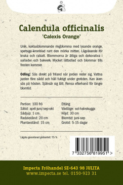 Ringblomma 'Calexis Orange' Impecta odlingsanvisning