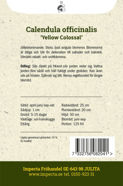 Ringblomma 'Yellow Colossal' Impecta odlingsanvisning