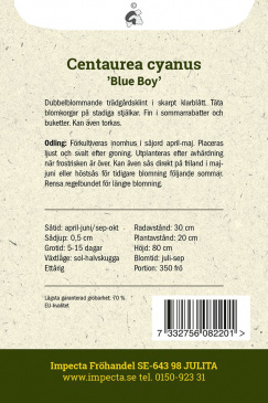 Blåklint 'Blue Boy' Impecta odlingsanvisning