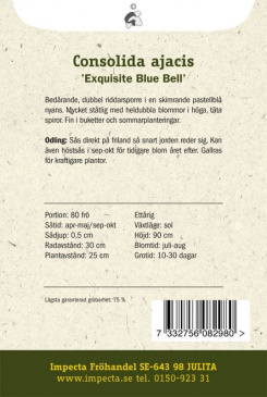 Romersk Riddarsporre 'Exquisite Blue Bell' Impecta odlingsanvisning