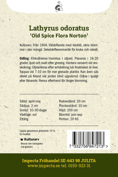 Luktärt 'Old Spice Flora Norton' Impecta odlingsanvisning