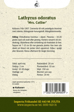 Luktärt 'Mrs. Collier' Impecta odlingsanvisning