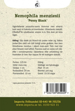 Prins Gustafs Öga ''Penny Black'' fröpåse baksida Impecta
