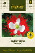 Fjädervallmo 'Danebrog', Blodröda jätteblommor med stor, invändig korsmarkering.