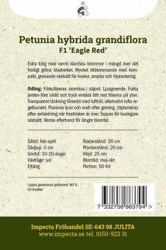 Petunia F1 ''Eagle Red'' Impecta odlingsanvisning