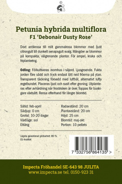 Petunia F1 ''Debonair Dusty Rose'' Impecta odlingsanvisning