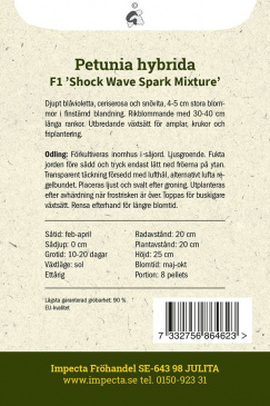 Hängpetunia F1 ''Shock Wave Spark Mixture'' Impecta odlingsanvisning