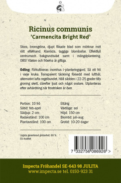 Ricin Carmencita Bright Red fröpåse baksida Impecta