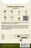 Sammetstagetes Honeycomb, Dubbla, tegelröda blommor, med guldgula kanter