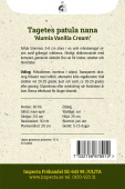 Sammetstagetes ''Alumia Vanilla Cream'' fröpåse baksida Impecta