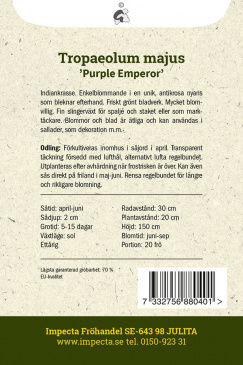 Slingerkrasse ''Purple Emperor'' fröpåse baksida Impecta