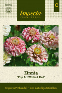 Zinnia ''Pop Art White & Red'' tvåfärgade,  vita med röda stänk och strimmor st