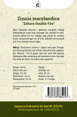 Marylandzinnia ''Zahara Double Fire'' fröpåse baksida Impecta