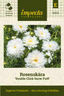 Rosenskära 'Double Click Snow Puff' stora molnliknande blommor med gul mitt