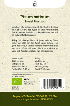 Sockerärt 'Sweet Horizon' Impecta odlingsanvisning