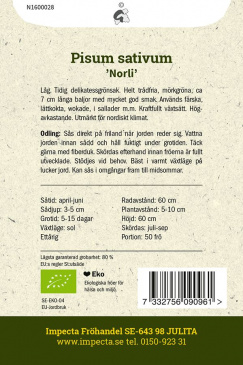 Sockerärt 'Norli' Impecta odlingsanvisning