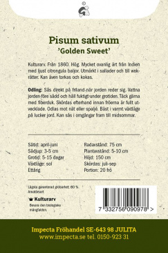 Sockerärt 'Golden Sweet' Impecta odlingsanvisning
