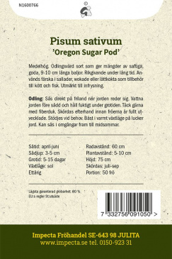 Sockerärt 'Oregon Sugar Pod' Impecta odlingsanvisning