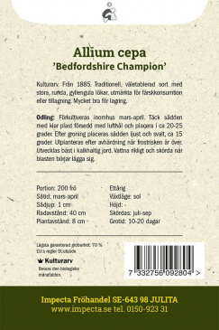 Gul Lök 'Bedfordshire Champion' Impecta odlingsanvisning