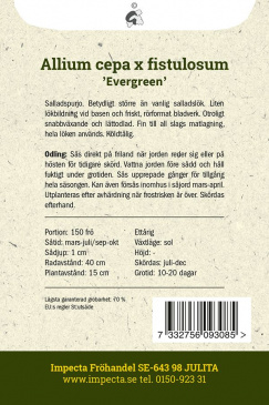 Piplök 'Evergreen' Impecta fröpåse odlingsanvisning