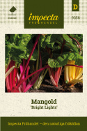 Mangold 'Bright Lights', Dekorativ, bladstjälkar i gult, rosa, orange och vitt.