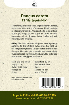 Sommarmorot F1 'Harlequin Mix' Impecta fröpåse odlingsanvisning