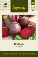 Rödbeta F1 'Boro', Mörkröda, stora och slätskaliga rötter. Frisk och tålig.