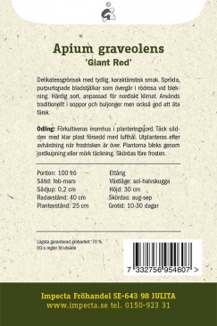 Blekselleri 'Giant Red' Impecta fröpåse odlingsanvisning