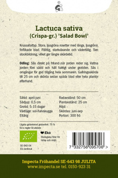  Plocksallat Salad Bowl fröpåse baksida Impecta