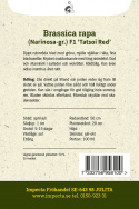 Tatsoikål F1 ''Tatsoi Red'', rubinröda blad med gröna stjälkar i täta rosetter.