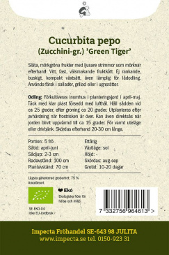 Squash 'Green Tiger' fröpåse baksida Impecta