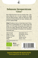 Plommontomat 'Celsior', miniplommontomat med små, klarröda frukter i varierande, avlång form på ca 15 gram.
