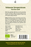 Bifftomat ''German Gold'', Mycket stora, gyllengula tomater med röd marmorering.