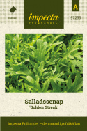 Salladssenap 'Golden Streak', Finflikig, eklövsliknande salladssenap med angenäm, mild, pepprig smak.