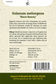 Aubergin ''Black Beauty'' fröpåse baksida Impecta