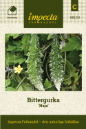 Bittergurka 'Naja' har ovala frukter som täcks av små knölar.